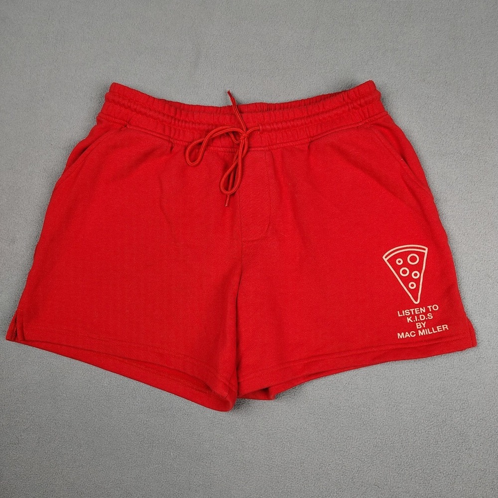 MAC MILLER Sweat Shorts Men Large Red Listen To K.I.D.S. Athletic Gym Workout EC